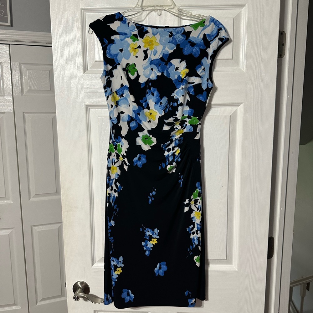 Lauren Ralph Lauren Floral Sheath Midi Dress with Cap Sleeves